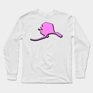 Pink Alaska Outline Long Sleeve T-Shirt